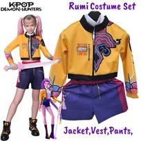 K-Pop Rumi Zoey Mira Demonų Medžiotojų Cosplay Kostiumas Mergaitei Helovino Scenai 3D Atspausdintas Raštas Vaidmenų Drabužiai Kids Height 110cm orange