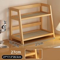 Retro 2 Layer Wooden Storage Shelf Multipurpose Stable Bamboo Storage Shelf Durable Countertop Organizer