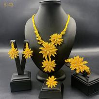 2026 Dubai Jewelry Set Women's Wedding Necklace Earrings Ring Bracelet Bridal Four-piece Set 45CM