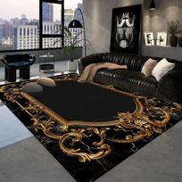 Luxury Black Golden Carpets Retro European Large Rugs for Living Room Hotel Hall Sofa Area Floor Mat 60*90cm