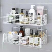 Wall-Mounted Bathroom Storage Rack: Toothbrush Holder & Cup Shelf, Simple Style 23x11x12 cm Black white