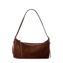 Wide shoulder strap versatile leather cowhide messenger bag matte suede fashion commuter high-end light luxury shoulder bag