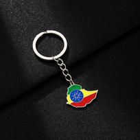 Ethiopian Flag Map Keychain: Versatile Titanium Steel Accessory for Men & Women in Ethnic Style