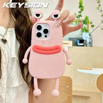 KEYSION Cute 3D Cartoon Frogs Couple Phone Case for iPhone 13 14 15 16 17 Pro Max Soft Silicone Heavy Duty Shockproof Back Cover for iPhone 17