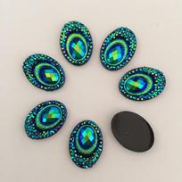 „AB Resin Peacock“ ovalios plokščios nugarėlės kalnų krištolinio akmens aplikacijos / vestuvės „pasidaryk pats“ amatai, 40 vnt 13 mm * 18 mm 13mm*18mm juoda