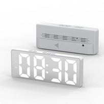 HD Mirror LED Digital Alarm Clock Voice Control Snooze Function Dual Alarms Table Clock Dual Alarm Clock Night Mode Brightness juoda