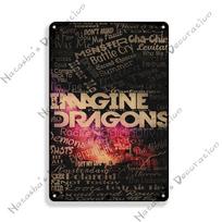 Imagine Dragons Roko Grupė Metalinis Ženklas Rūdyjęs Vintažinis Plakatas Nostalgiškas Senas Metalinis Ženklas Baras Pub Klubas Vyro Urvas Sienos Dekoratyvinis Ženklas 20x30cm（7.8x11.8inch） black