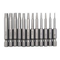 Screwdriver Bit 50mm 1/4 Inch T5-T40 Torx Head Non-slip Electric Batch Cross Bit Electric Strong Magnetic Drill Bit 12x 1