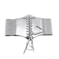 PU Leather Wide Belt Gold Silver Corset Belt Versatile Waist Belt  for Women