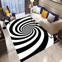 Black White Vortex 3D Carpet Non-slip Washable Rug for Living Room Bedroom Sofa Table Entrance Home Decor 50X80CM