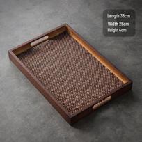Thai Retro Bamboo & Rattan Rectangular Serving Tray