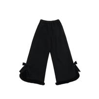 Japanese Kawaii Casual Lolita Pants Women Korean Style Warm Plush Trouser Female Loose Cute Bow Wide-legged Pants Winter S