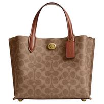 Coach Willow 24 Classic Logo Turnlock Closure Tote Bag Women Tote Bags Brown Caramel C8562-B4XHG Basic Set (Bag+Dust Bag)