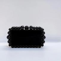 2025 Evening Bag Acrylic Marble Clutch Purse for Women Handmade Beaded Pearl Handbag for Prom Party Bridal Wedding Shoulder Bags
