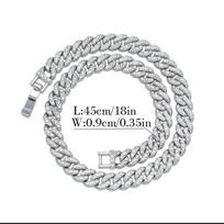 Men's necklace jewelry 11mm full diamond cuban chain - premium quality Necklace 18inch (45cm)