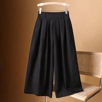 Women High Waist Loose Wide Leg Cropped Casual Summer Culottes Pants M