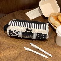 Girl Cute Lace Pencil Case Student Large Capacity Desktop Storage Stationery Pen Bag Cute Girl Makeup Bag Gift A4