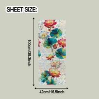 Laser-cut Iridescent Lotus Flower and Leaf Bathroom Glass Decoration Static Cling Sticker 42*100cm