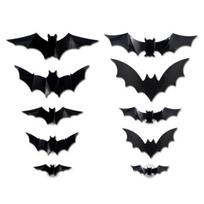 Helovino LED šikšnosparnių sienų lipdukai 3D šviečiantys šikšnosparnių lipdukai Helovino vakarėliui, vidaus miegamojo sienų, langų dekoravimui 24PCS