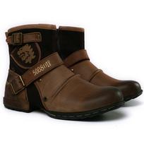 The Four Seasons Men's Shoes Boots Leather Vintage Motorcycle Male Boots Riding Retro Metal Style Zippers Men's Shoes 39