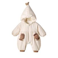 Infant Fleece Hooded Romper: Candy Pocket Winter Outerwear 66 cm