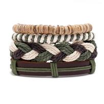 Vintage Bohemian Style Men's Bracelet Hand Woven Multi Layer Leather and Hemps Rope Wristchain for Fashion Enthusiasts 1