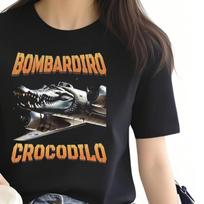 Bombardiro Crocodilo Crocodile Plane Bomber Funny Humor T-shirt Women Casual Short Sleeve T Shirts Comfort Oversize T-shirts S