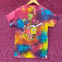 Nickelodeon SpongeBob SquarePants Group Portrait Tie Dye 100% Cotton T-shirt Mens Tees Top L blue