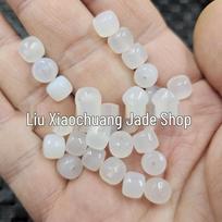 Ice White Agate Barrel Beads - White Chalcedony Spacer Beads for Rulu Tong Bracelet Approx. 6x7 mm