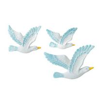 3 Pcs Coastal Seagulls Wall Decor Nautical Resin Sea Birds Wall Plaques Ocean Wall Hanging Sculpture for Living Room Bar Cafe Home Decor šviesiai mėlyna spalva