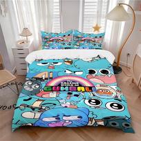 3pc Cartoon Gumball Bedding Set Guest Room Bedroom Decor Christmas Halloween Decor Gifts- All Seasons (No Insert)a1013150 135x200cm
