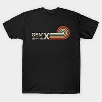 Men Black Print T-shirt Retro Gen X No-Cut Heat Transfer Print Cotton Tshirt 4XL