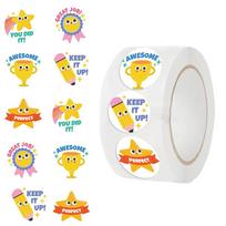 500PCS Star Reward Stickers Roll, Fun Motivational and Praise Kids Stickers Teacher Supplies for Classroom, Incentives Decals