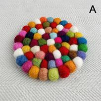Handmade Wool Felt Small Cup Mat Rotundity Colorful Round Felt Ball Coasters 4 Inches Wool Felt Coaster Pads Fashionable