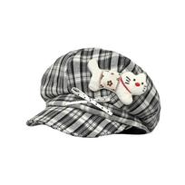 Cute Face Slimming Plaid Beret Hat Thin Design Y2K Newsboy Hat Sun Protection Octagonal Cap Women's Fashion