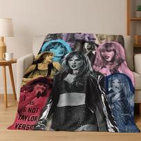 Fashion T-Taylor T-Swizzle Singer Star Flannel Blanket Soft Warm Throw Blanket for Bed Bedroom Living Room Travel Picnic Gift 75x90cm