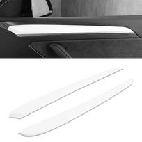 Door Dash Trim Panel For Tesla Model 3 Y Car Dashboard Cover Carbon Fibre ABS Interior Accessories Sticker 2021-2024 New Matte White 2PCS