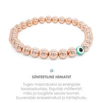 Apyrankė Sintetinis Hematitas ir Akis 6mm (Rožinis auksas-Akvamarinas), S