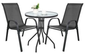 Island Round Table 60Cm + 2X Sofia Chair Dark Gray