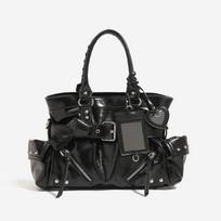 Heavy Industry Rivet Hot Girl Wind Motorcycle Bag with New Retro and Niche Design, Large Capacity Tote Single Shoulder Crossbody Bag 37x11x26cm