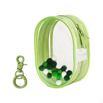 Skaidrus figūrėlių laikymo maišelis su raktų pakabuku, mini lėlių maišelis, PVC nešiojimo dėklas Green Round beige