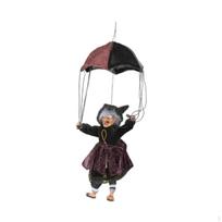 Creepy Witch Hanging Ornament with Illuminated Eyes Brown Cloth