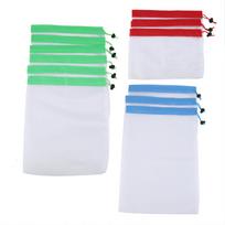 12Pcs Reusable Drawstring Mesh Bags Fruit Vegetable Sacks Storage Shopping Bag Toys Pouch