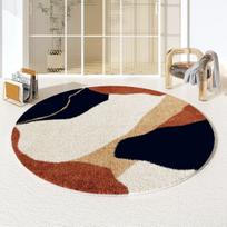 Modern Simple Loop Pile Carpet, Large, Living Room Sofa, Coffee Table, Round Home Bedroom Bed Rug Dirty Resistant and Easy Care 80X80CM