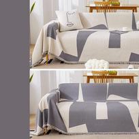 Geometric Pattern Printed Sofa Towel For Living Room Cozy Chenille Knee Blanket For All Seasons Double Face Usable Couch Covers 180x100cm