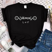 Anime Jujutsu Kaisen Inumaki Toge Salmon Print Women T Shirts Hip Hop Vintage Tee Clothes Creativity Casual Tops Crewneck Woman S