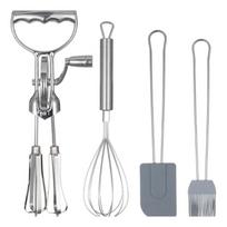 Nonrust Steel Hand Cranks Eggs Whisks Set Includes 4 Baking Tool Manual Eggs Whisks Set For Cream Batter Preparation 1