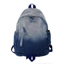 New Minimalist Gradient Casual Backpack Trendy Backpack Denim Canvas Washed Versatile Backpack for Couples
