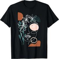 Line Art Face Abstract Art One Line Minimal T-Shirt S