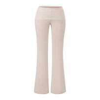 Korean Style Elegant Patchwork Mesh Flare Yoga Pants - Women's Retro Slimming Drape Two-Piece Look L